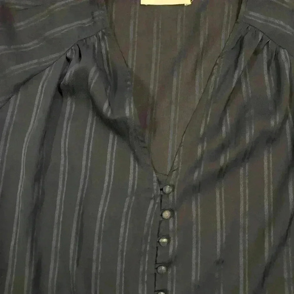 Line + Dot Navy Desi Flounce Striped Button Front Tassel Swing Dress Size M - Picture 12 of 13